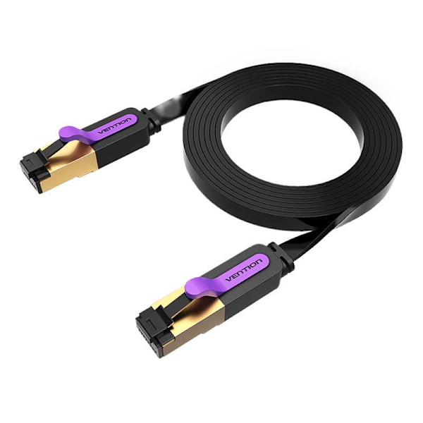 Litteä verkkokaapeli UTP CAT7 Vention ICABG RJ45 Ethernet 10Gbps 1,5m musta