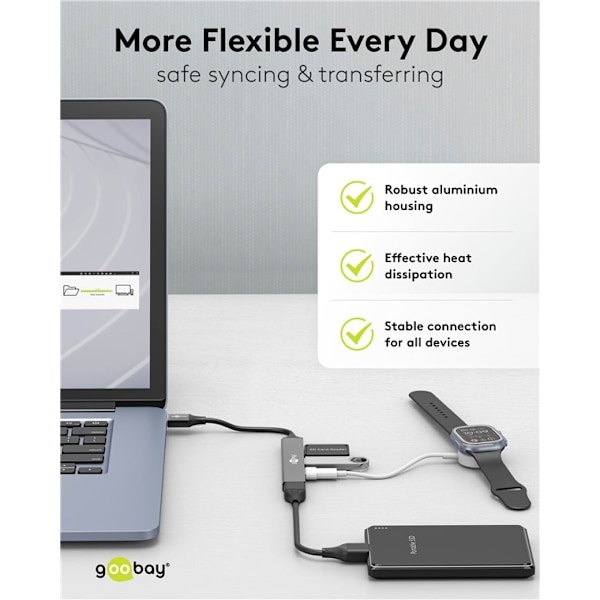 Slim USB-hubb med 4 portar, USB-A till USB-A, 5 Gbit/s