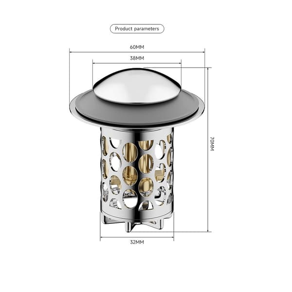 Universal Pop-Up Diskbänksfilter med Anti-luktfunktion - Passar 33-40mm Avloppshål Silver Silver