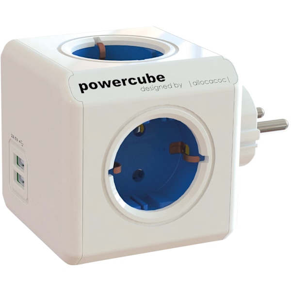 PowerCube Original 4 Sockets, 2 USB, blue