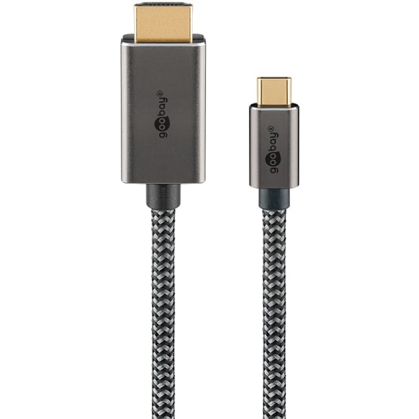 USB-C™-til-HDMI™-tekstilkabel 4K @ 60 Hz, 1 m, sort;sølv