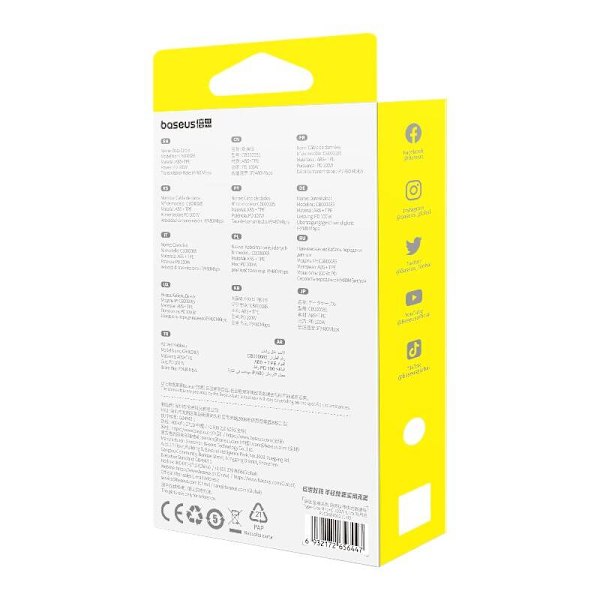 Hurtigopladningskabel 3i1 Baseus Free2Draw USB-C til USB-C/Lightning/Micro 100W, 1,1m (hvid)