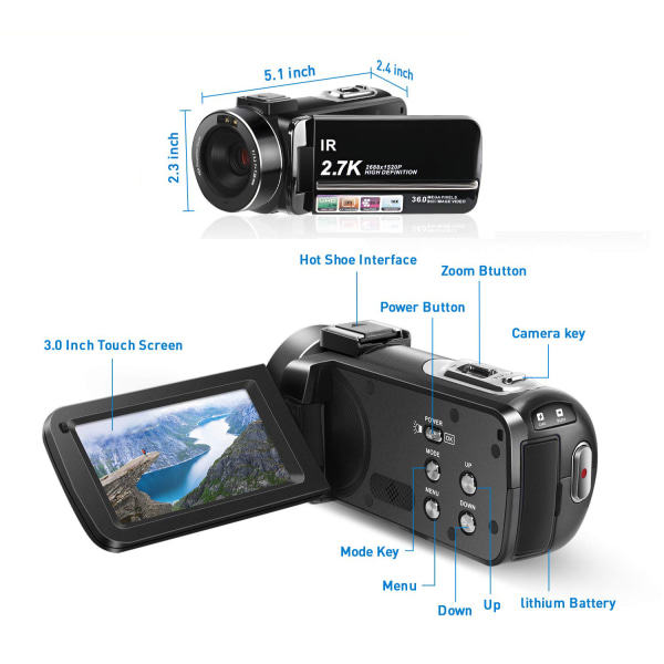 INF Videokamera 2,7K/36MP/16x zoom/IR-pimeänäkö