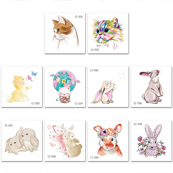 Paket med 10 ark tillfälliga tatueringar Modell 6
