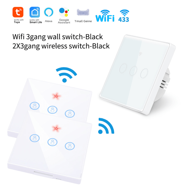 Smart Touch Wall Switch 3 Gang 1 vej Hvid