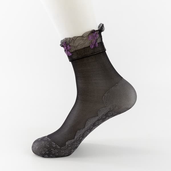 10 par damesilke korte sokker Black Black
