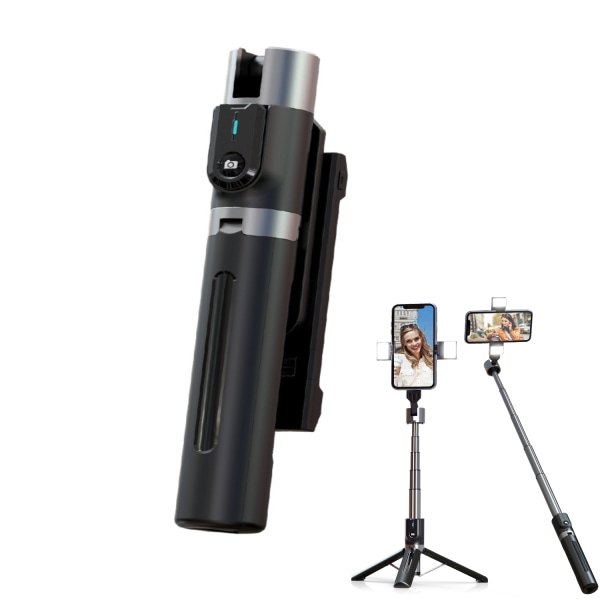INF Kolmijalkainen selfie-tikku langattomalla Bluetooth-kaukosää Musta