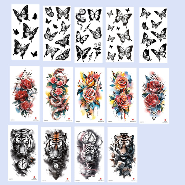 Vandtætte midlertidige tatoveringsmærkater i 14 dele MultiColor MultiColor