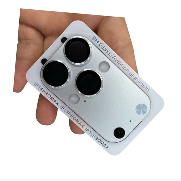 Matt Härdat Glas Linsskydd kompatibelt med iPhone 14 Pro Max/15 Pro Max/16 Pro Max - Silvervit