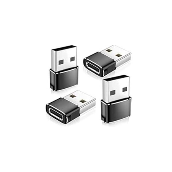 USB-C naaras - USB-A uros -sovitin (4 kpl) - Tukee PD-pikalatausta