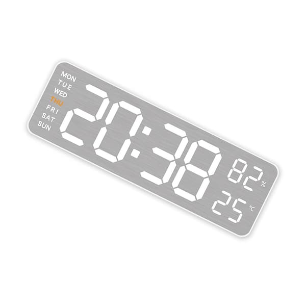 LED digital väckarklocka med termometer, månfas, kalender och nedräkning för sovrum och kontor – kompakt ABS-design White White