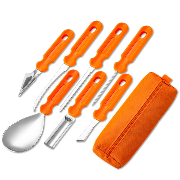 Kurpitsanveistotyökalut ruostumatonta terästä 7 kpl Orange