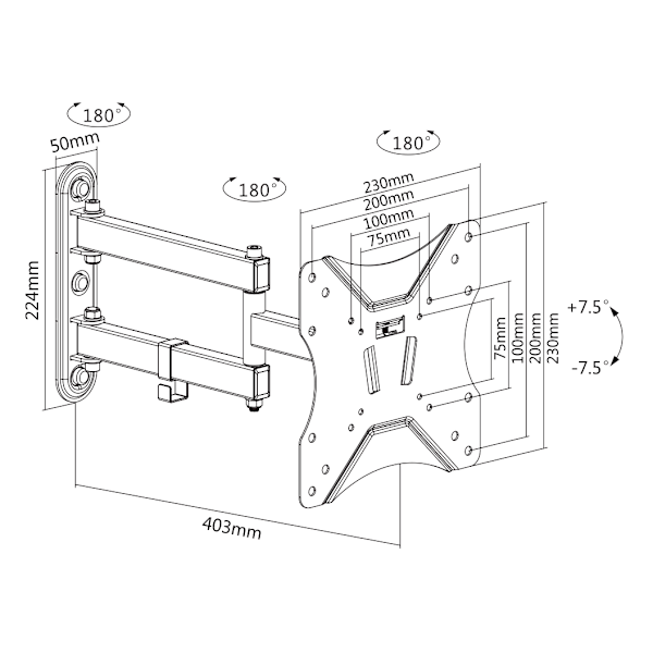 OFFICE Fullmotion wall Mount tilt swivel 23"42" 25 kg