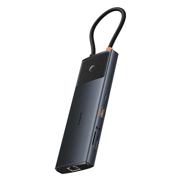 Adapter Hub 10in1 Baseus USB-C - 2xHDMI, 3xUSB-A, USB-C, RJ45, SD/TF, PD (sort)
