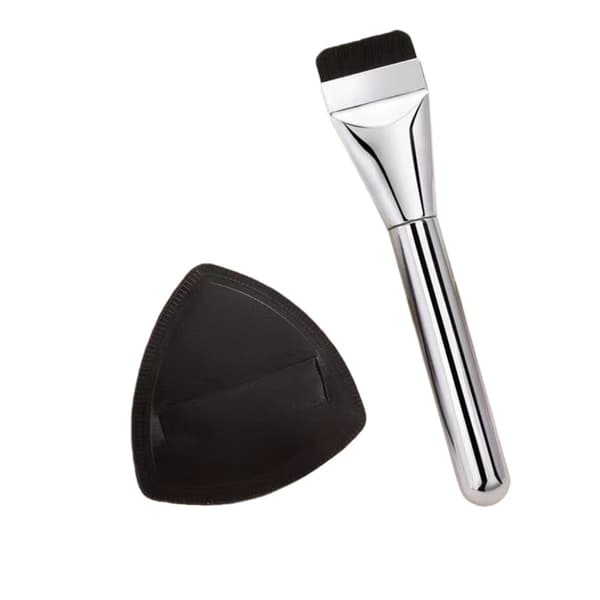 3-Dels Sminkpalett Puff och Platt Foundation Borste Set för Perfekt Makeup Applicering