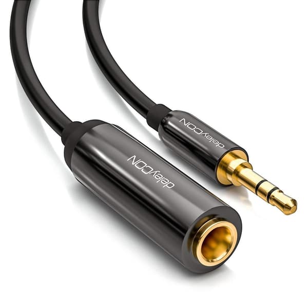 3.5mm til 6.35mm hun lydadapterkabel - Sort 0.3m 0.3m