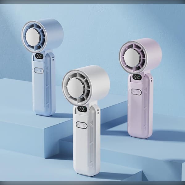 sammenfoldelig køleventilator 3600mAh genopladelig køling til rejse og pendling iskompression, 135° foldbar, LED-display, halsbåret handsfree Blue Blue