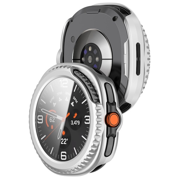Tyylikäs suojakuori Samsung Watch Ultra2:lle ja Watch8 Classicille Hopea