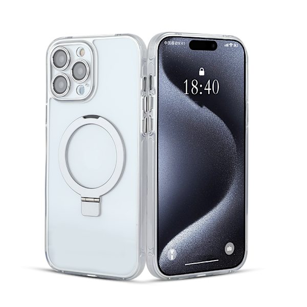 Iskunkestävä mobiilikotelo jalustalla iPhonelle iPhone 14 Hopea