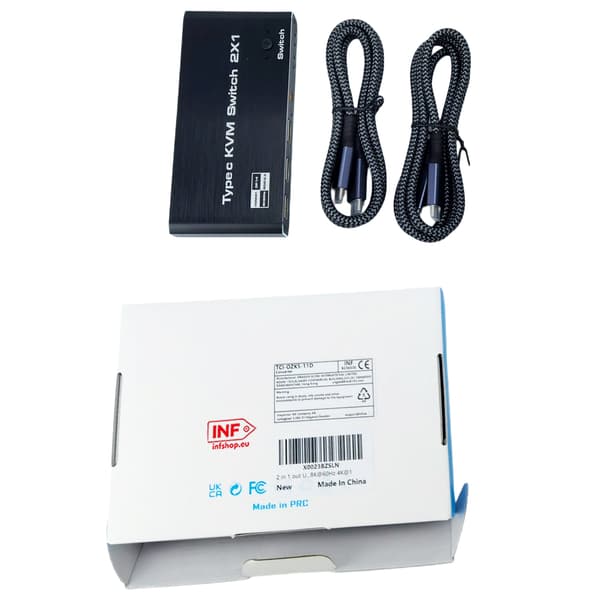 2 ind 1 ud USB-C KVM-switch 8K@60Hz 4K@120Hz 2-ports USB-C-switch