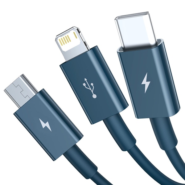 USB-kabel 3-i-1 Baseus Superior Series, USB till mikro-USB / USB-C / Lightning, 3,5 A, 1,5 m (blå)