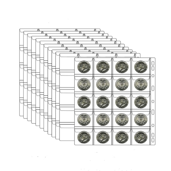 Møntsamlingsalbum med 20 lommer (4,5x4,5 cm)