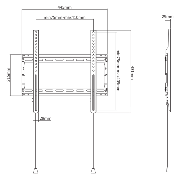 OFFICE HeavyDuty Foldable Fixed Wall Mount 32"70" 70kg