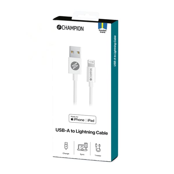 USB-A til Lightning-kabel 1m Hvid