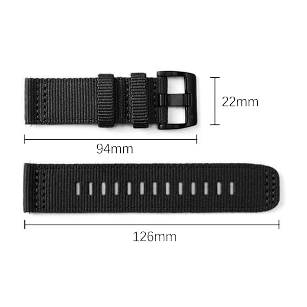 Nylon Klockarmband för Garmin Forerunner 255/265/245 Smartwatch Svart M