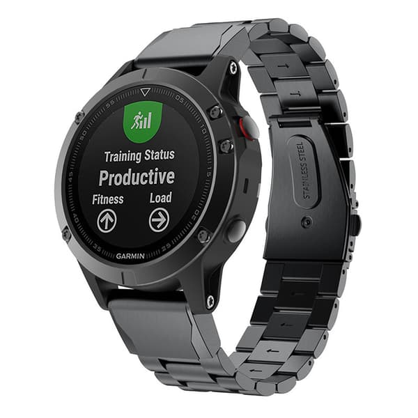 20mm Quick Release urrem i rustfrit stål til Garmin Fenix 7s - Sort