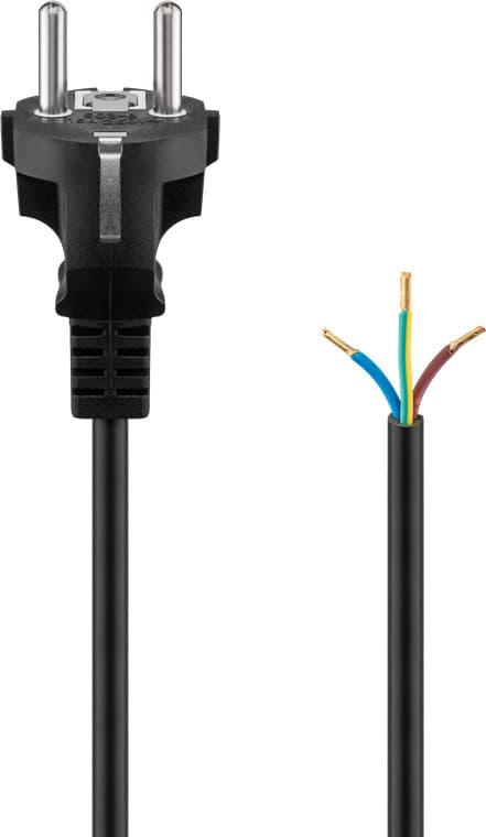 Kabel för skyddskontakt för montering, 1,5 m, svart