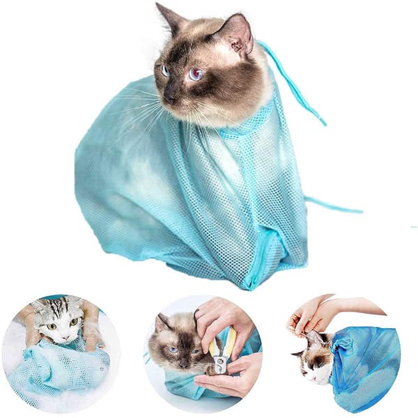 Rivbeständig Badväska för Katter Blue Blue