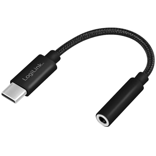 USB-C 3,5mm-ljudadapter DAC nylonkabel 0,13m Svart