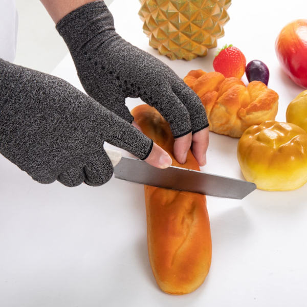 Fingerlösa Kompressionshandskar - 1 par Grå L