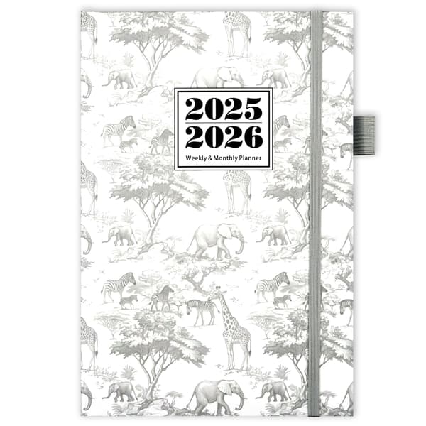 2025-2026 Ugentlig Planlægger med Trinvis Layout Grey Grey