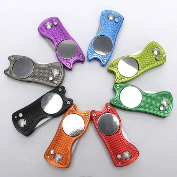 Foldbar Golf Divot Reparationsværktøj - Aluminium & Rustfrit Stål Golf Green Gaffel Blue Blue
