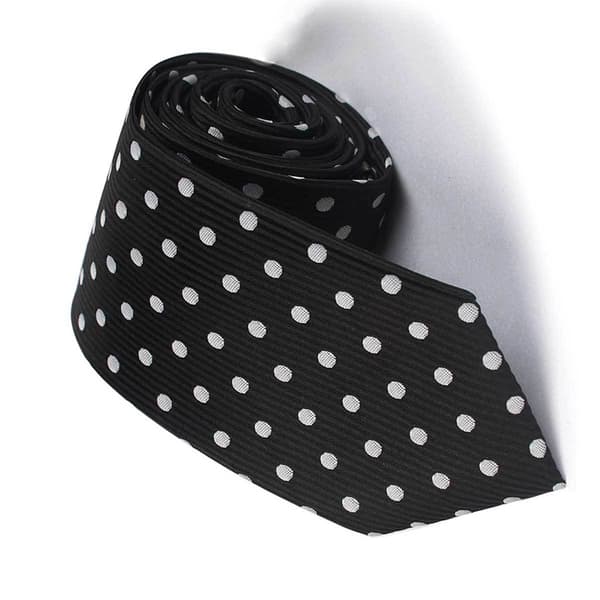 Klassisk slips av polyestersilke Black + gray dots Black + gray dots