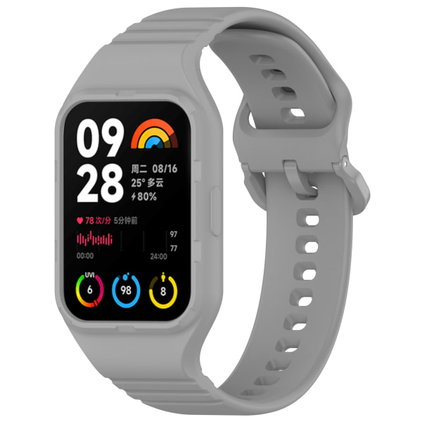 Silikoniranneke kehyksellä Xiaomi Mi Band 8 Prolle Harmaa