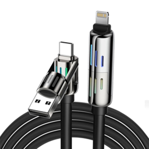 4-i-1 USB-C/USB-A till USB-C/Lightning-kabel Blitzwolf BW-HDC6 1,2m 240W RGB (svart)