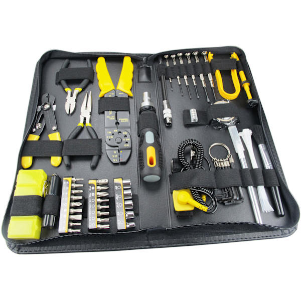 Tool kit  cpus and accessories  58 parts black / yellow.