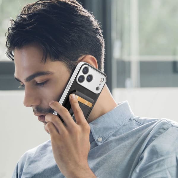Sort PU-pungeetui kompatibelt med iPhone 17 Pro Max og iPhone 18 Pro Max med RFID-blokering og ringholder