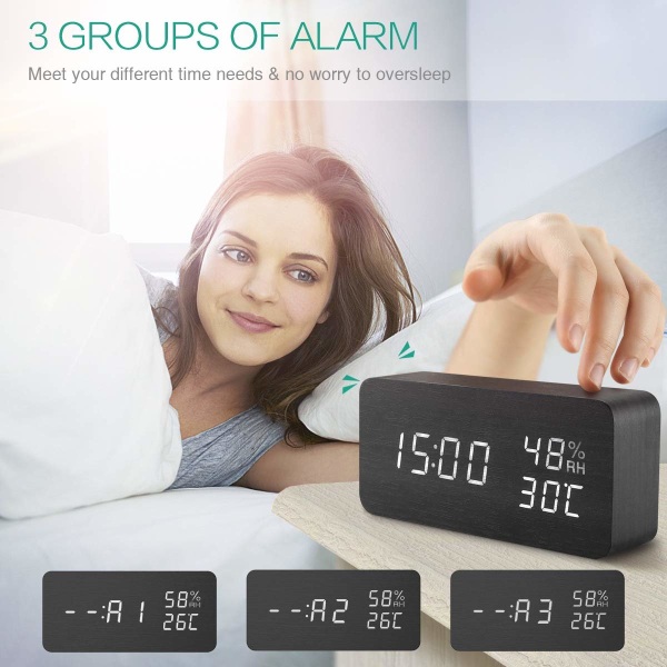INF Digital LED vækkeur - sort 1502