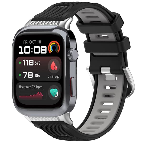 Stilfuld silikonerem til Huawei Watch D2 Black+Grey Black+Grey