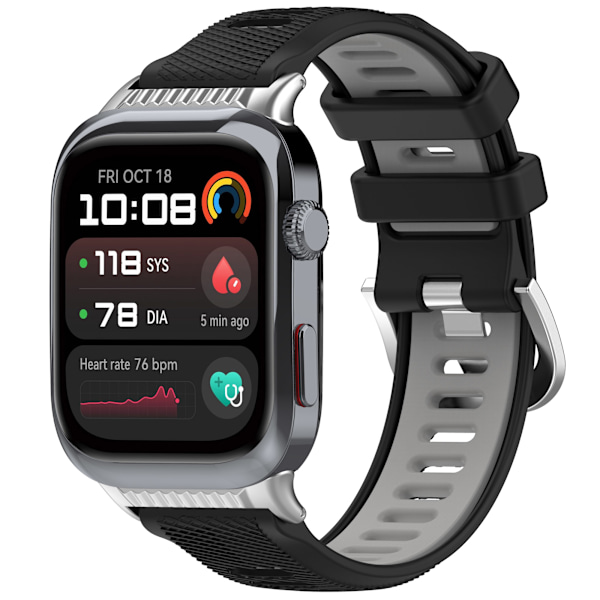 Stilfuld silikonerem til Huawei Watch D2 Sort+grå
