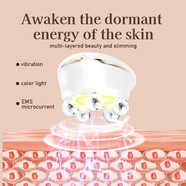 5D Sfære Ansigtsløft & Nakkemassageapparat med LED-lysterapi & EMS-mikrostrøm