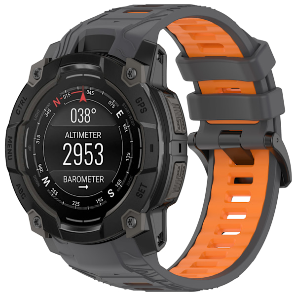 Garmin Instinct 3 Kaksivärinen silikoni kellon ranneke model 2 Oranssi