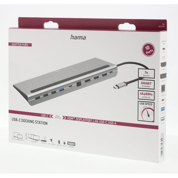 HAMA USB-C Dockningsstation Connect2Office Pro 10 Portar