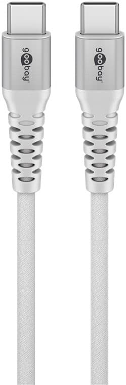 USB-C™ supersoft textilkabel med metallkontakter, 3 m, vit