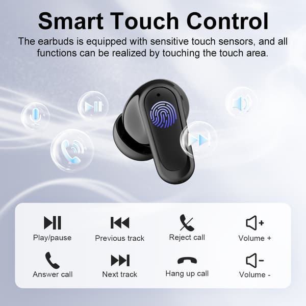 SP18 Svarta Bluetooth-hörlurar: Trådlös 5.3, Lång Batteritid