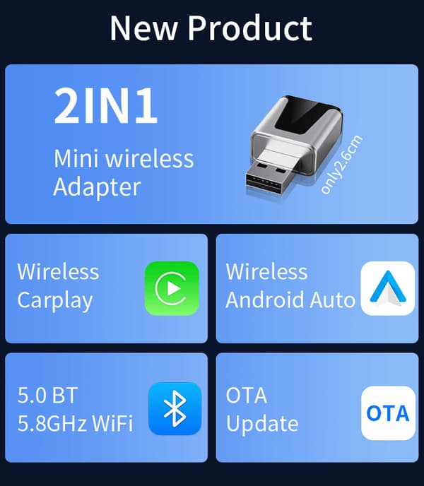 Trådløs CarPlay & Android Auto Adapter til Biler